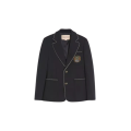 Veste droite blazer laine noire écusson Valentino poche
