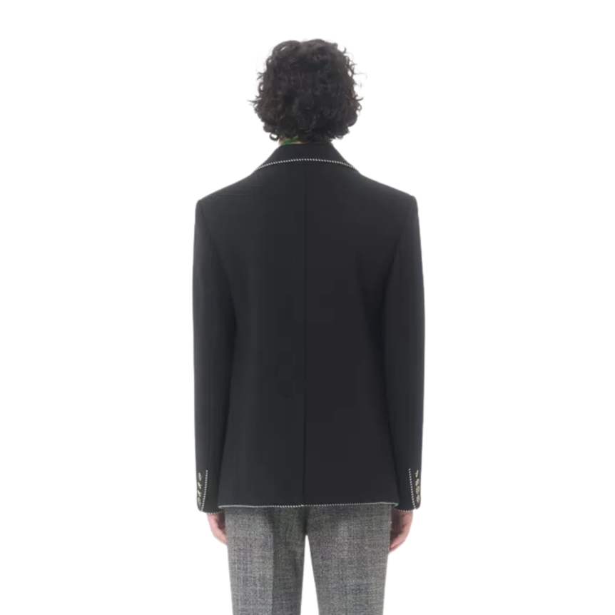 Veste droite VALENTINO blazer laine noire écusson Valentino poche