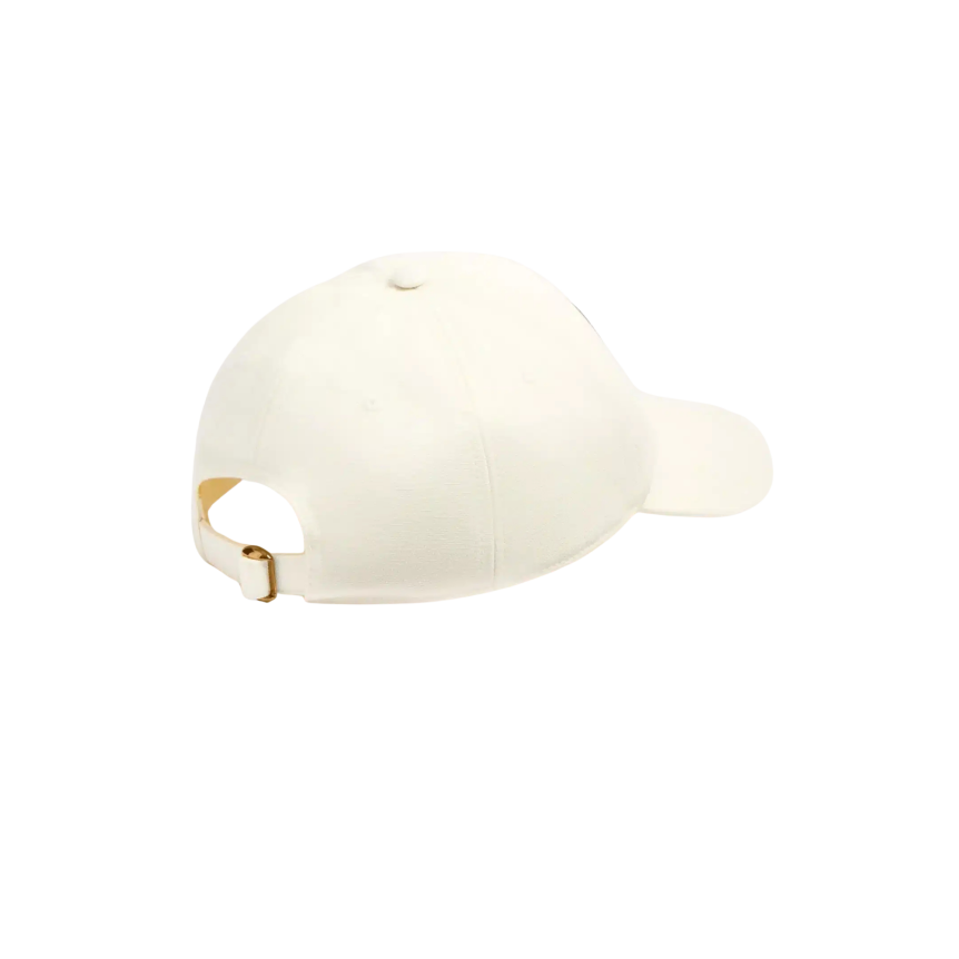 Casquette Chez Valentino  coton écru broderie V noir