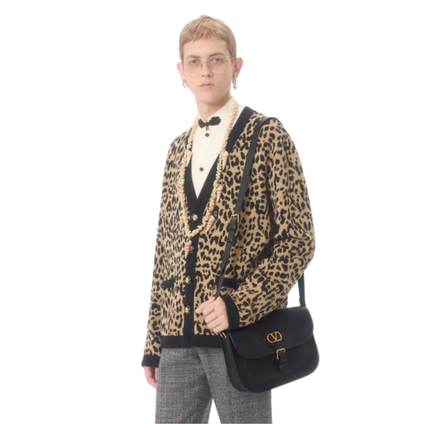 Sac porté épaule VALENTINO Antibes cuir de veau noir V logo doré bandoulière