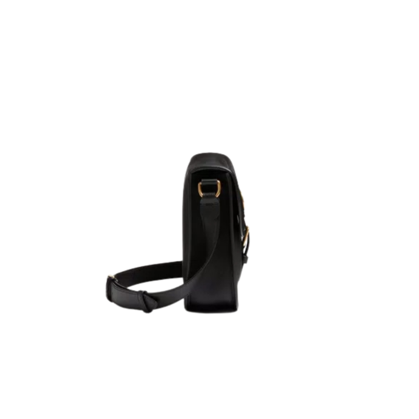 Sac porté épaule VALENTINO Antibes cuir de veau noir V logo doré bandoulière