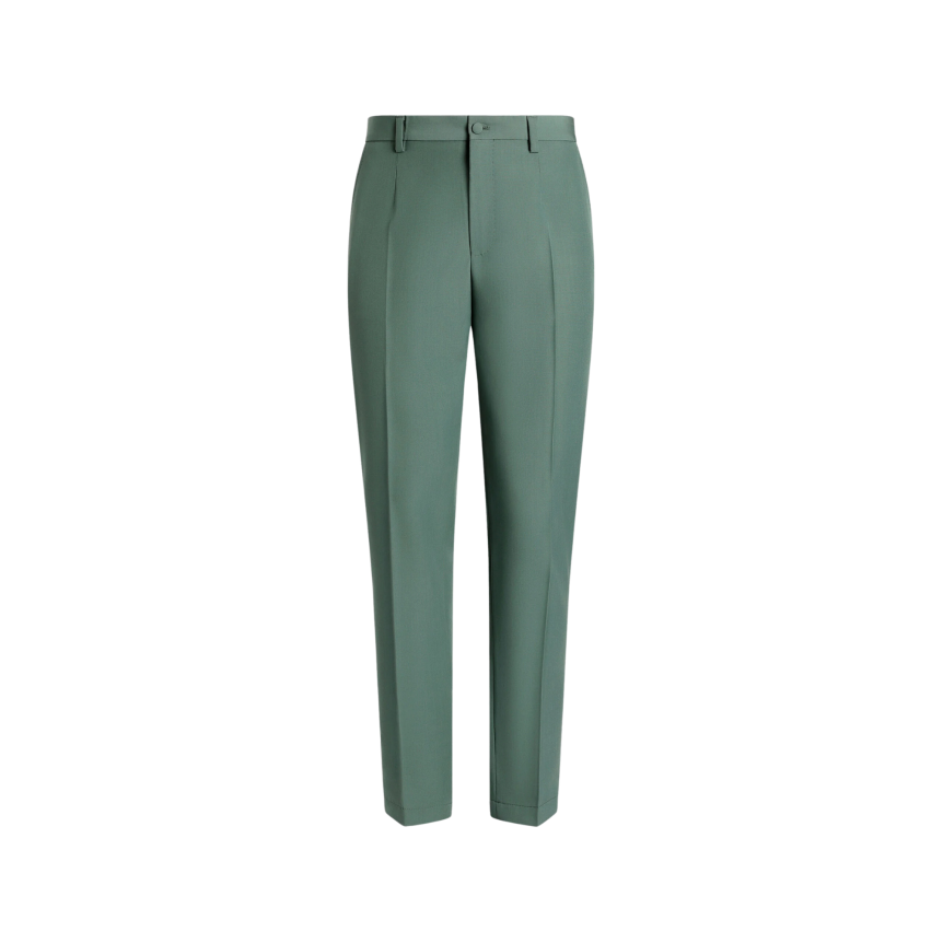 pantalon classique DOLCE & GABBANA popeline de laine vierge vert arrière taille elastique