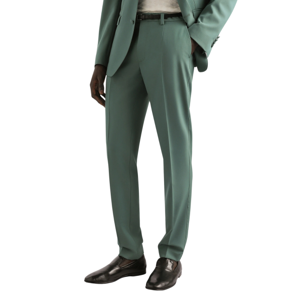 pantalon classique DOLCE & GABBANA popeline de laine vierge vert arrière taille elastique