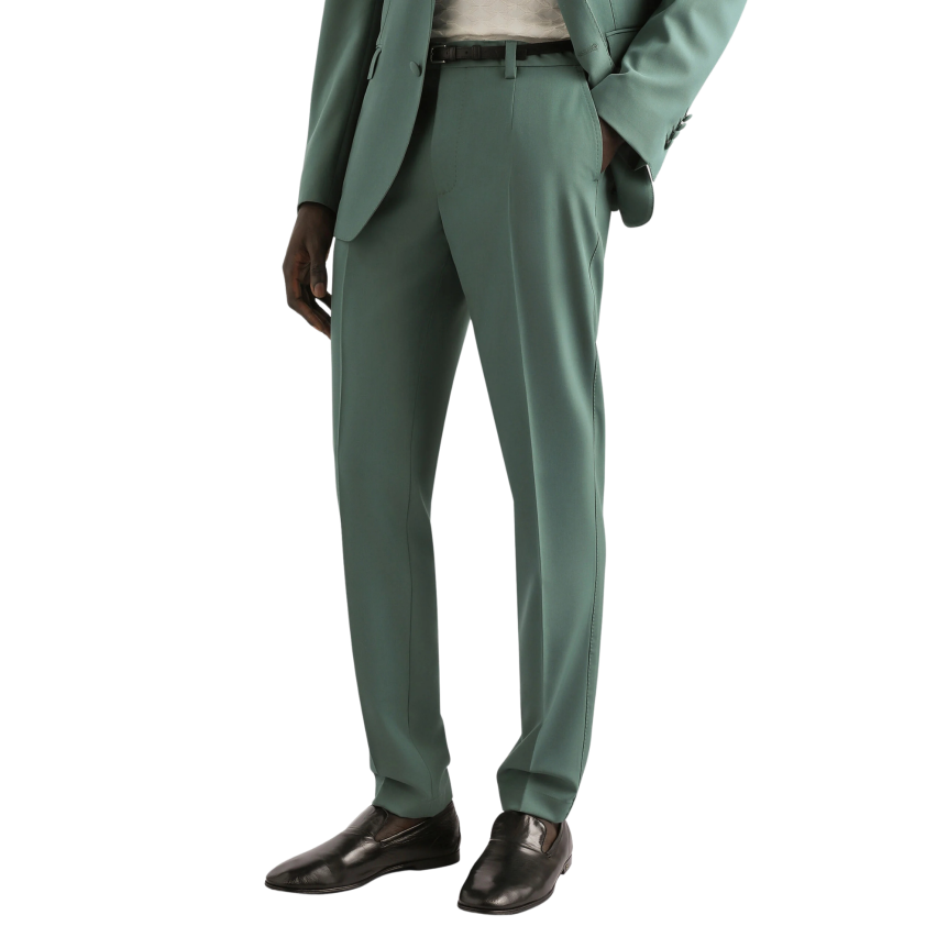 pantalon classique DOLCE & GABBANA popeline de laine vierge vert arrière taille elastique