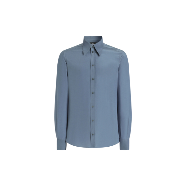 Chemise manche longue DOLCE & GABBANA soie crêpe de Chine bleu pétrole
