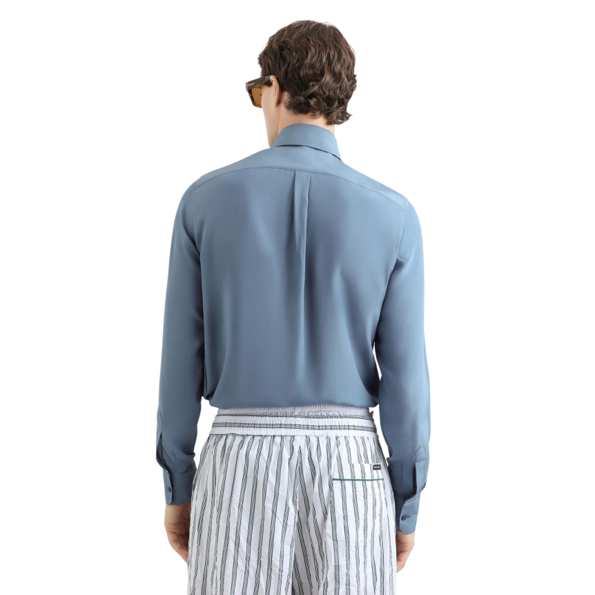 Chemise manche longue DOLCE & GABBANA soie crêpe de Chine bleu pétrole