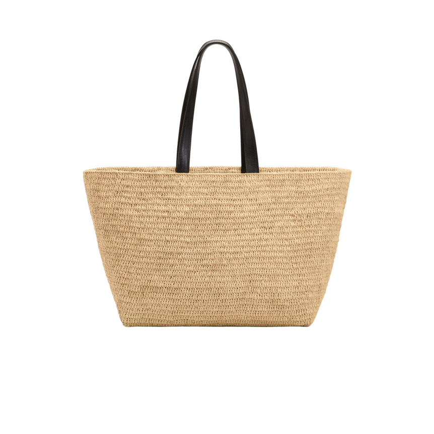 Sac Panier Cabas AMI Paris Raphia Naturel beige cœur noir