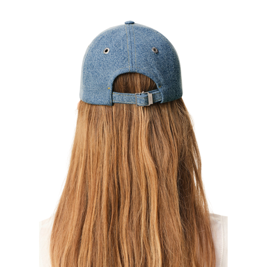 Casquette AMI Paris coton denim bleu clair coeur bronze