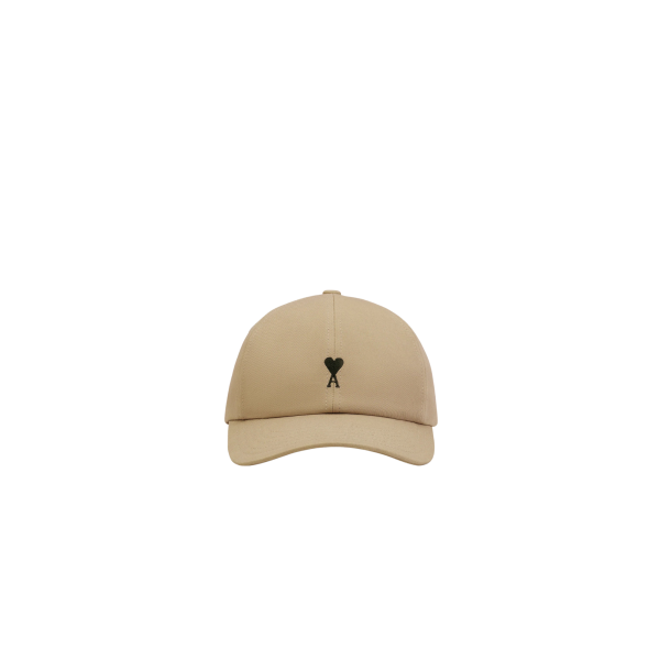 Casquette AMI Paris coton beige broderie cœur noir
