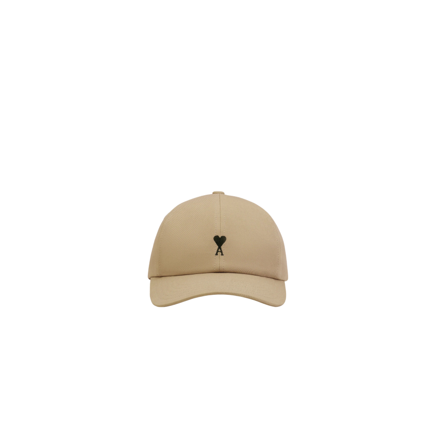 Casquette AMI Paris coton beige broderie cœur noir