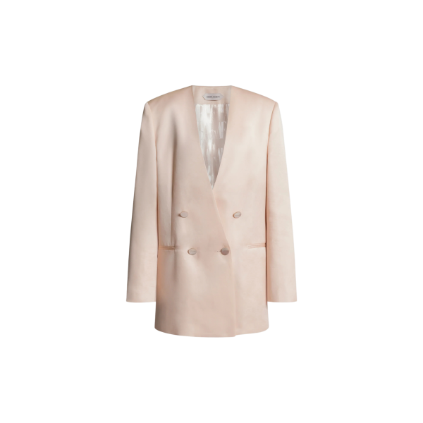Veste blazer croisé ALBERTA FERRETTI organza de soie à double boutonnage pêche