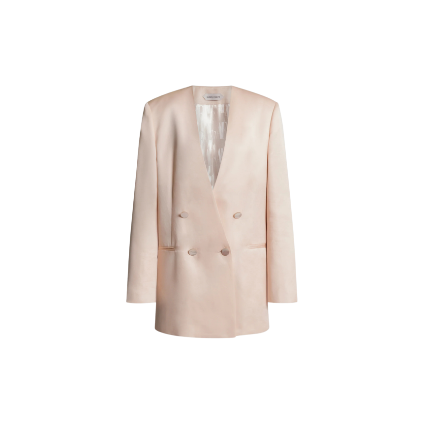 Veste blazer croisé ALBERTA FERRETTI organza de soie à double boutonnage pêche