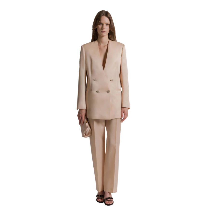 Veste blazer croisé ALBERTA FERRETTI organza de soie à double boutonnage pêche