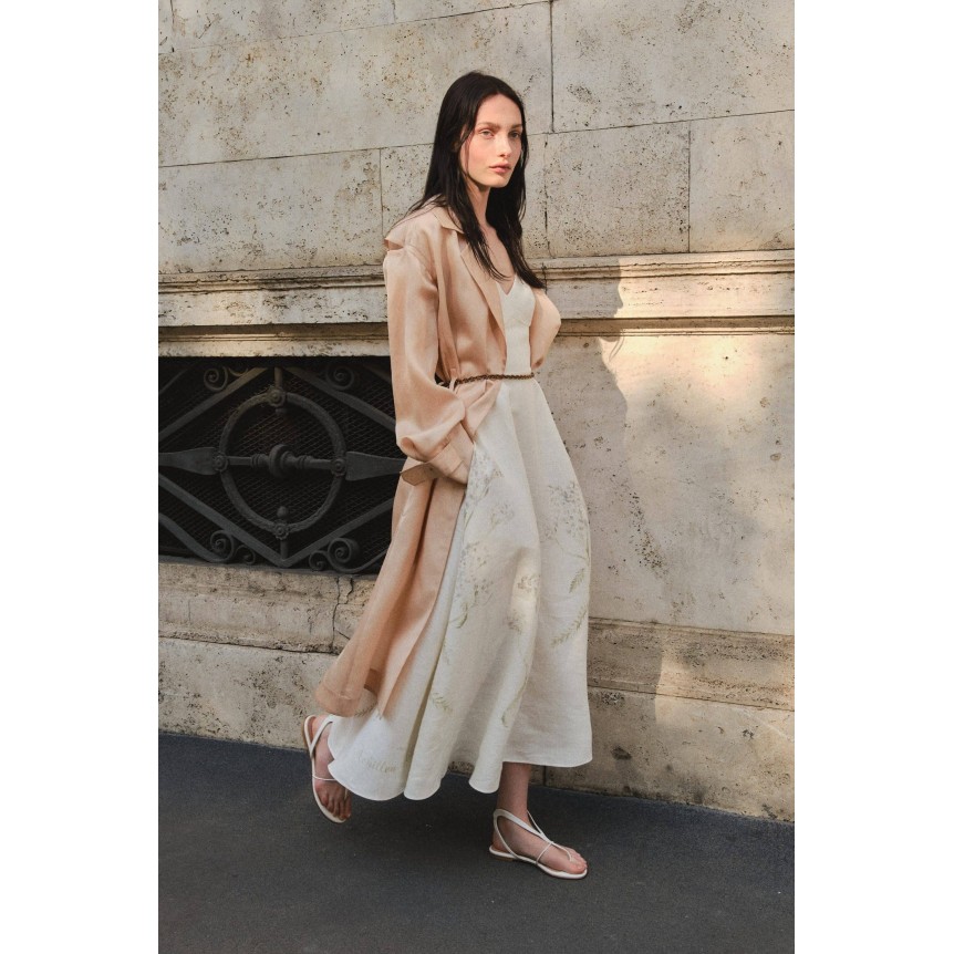 Robe chemise ALBERTA FERRETTI en organza de soie blanc imprimé Iris