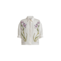 Chemise manche courte lin blanc imprimé floral Iris