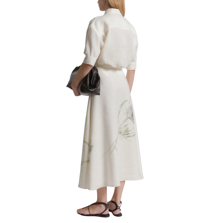 Chemise manche courte ALBERTA FERRETTI lin blanc imprimé floral Iris