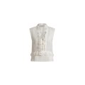 Top sans manche lin ivoire volants fronces