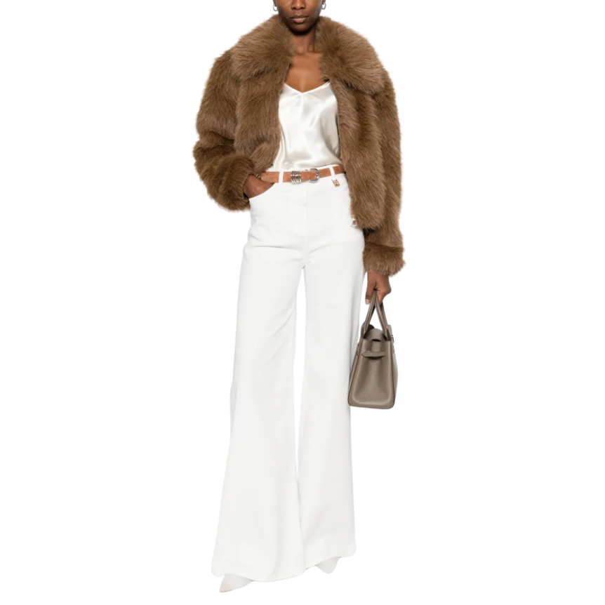 Top caraco ALBERTA FERRETTI fine bretelle satin soie ivoire