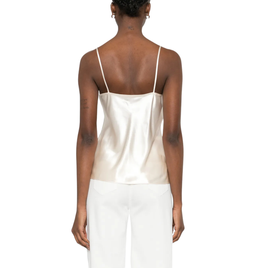 Top caraco ALBERTA FERRETTI fine bretelle satin soie ivoire