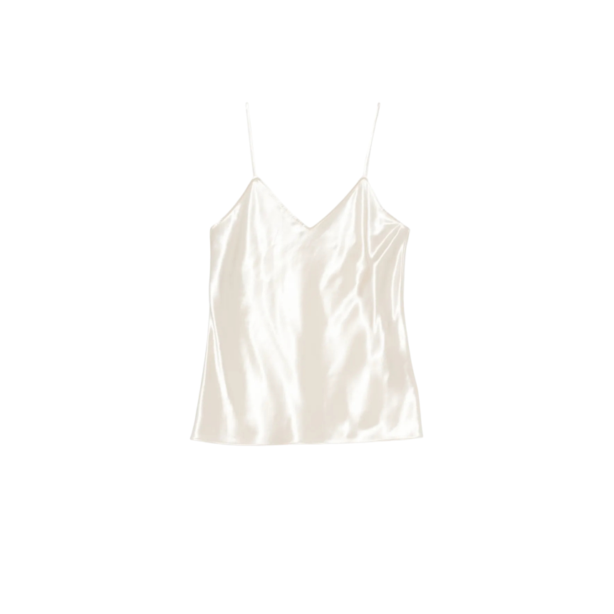 Top caraco ALBERTA FERRETTI fine bretelle satin soie ivoire