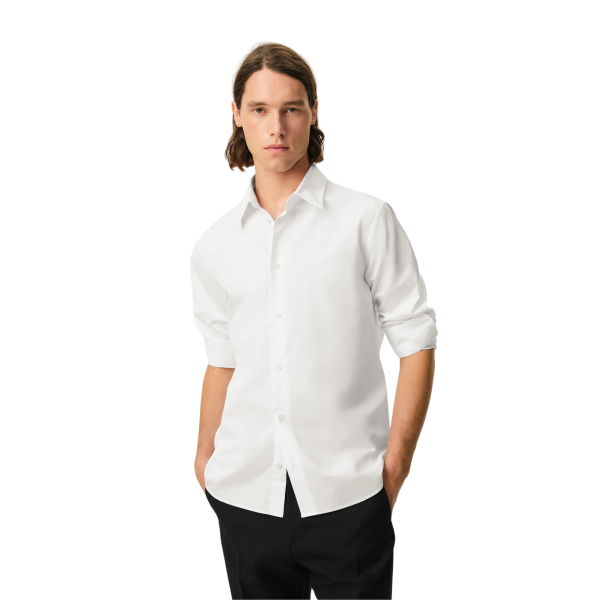 Chemise manche longue AMI Paris popeline coton blanc broderie cœur