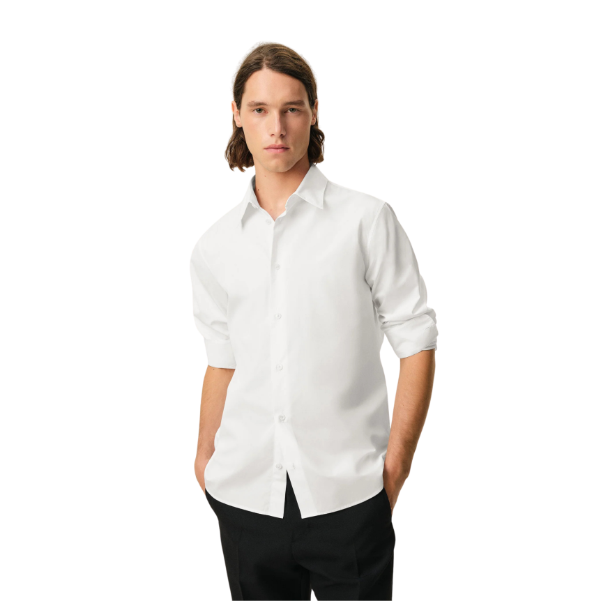 Chemise manche longue AMI Paris popeline coton blanc broderie cœur