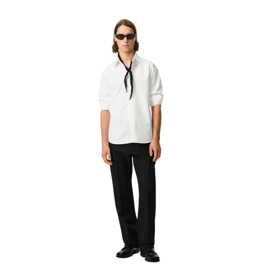 Chemise manche longue AMI Paris popeline coton blanc broderie cœur