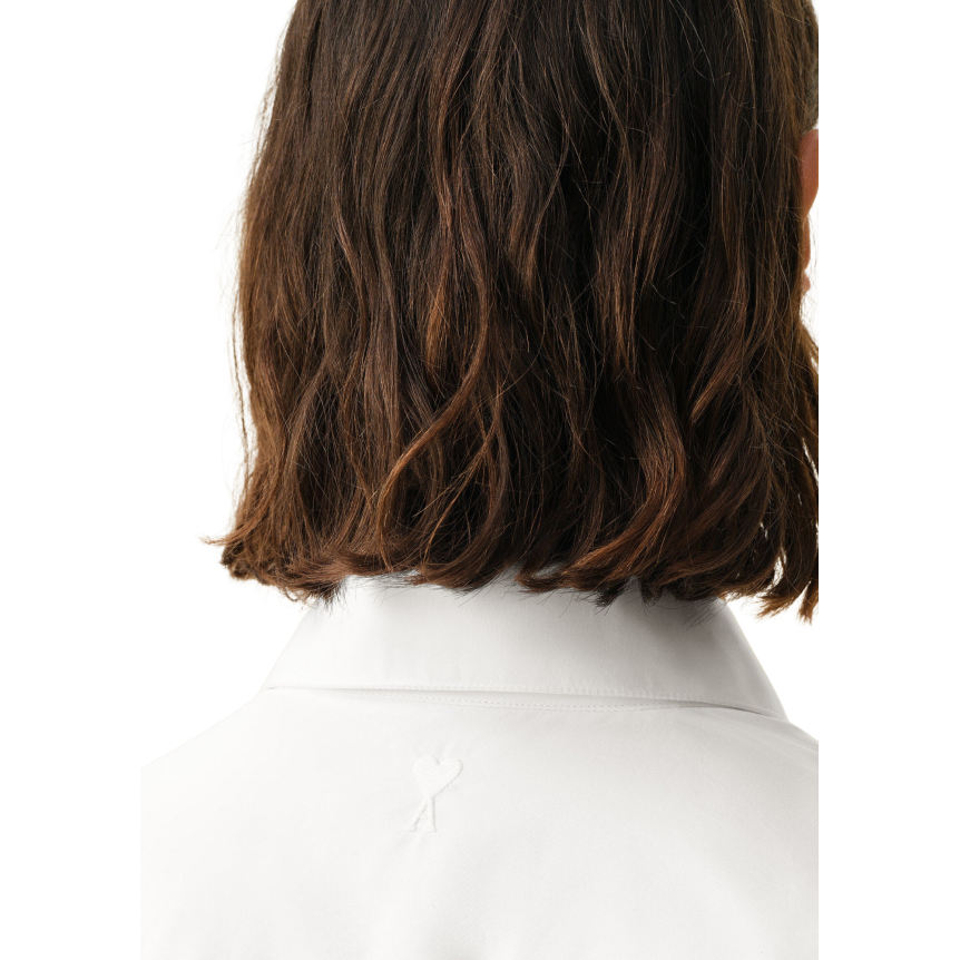 Chemise manche longue AMI Paris popeline coton blanc broderie cœur