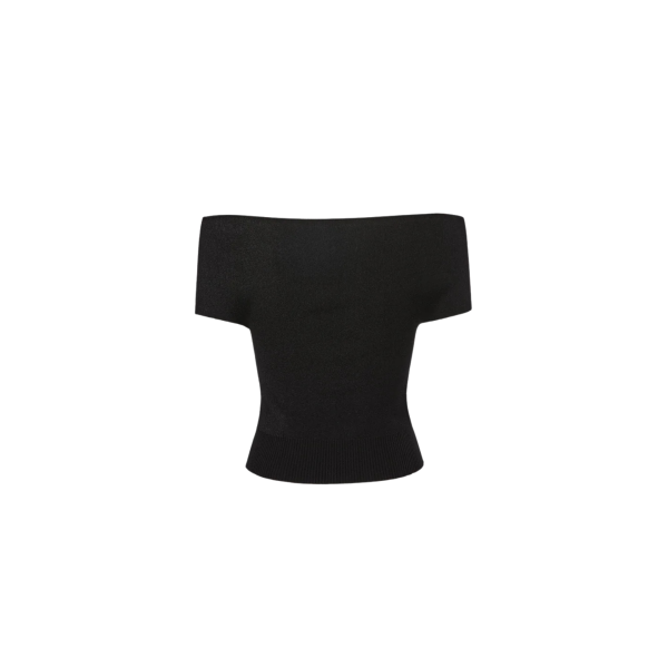 Top épaule dénudée MAGDA BUTRYM maille viscose noir boutons dos