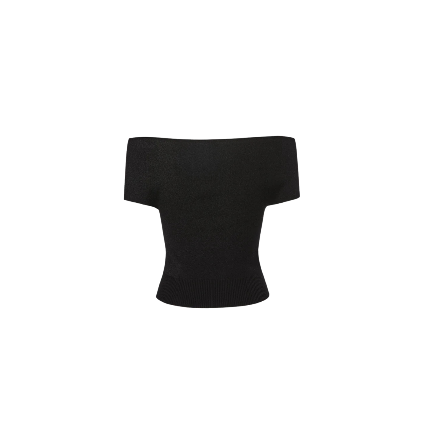 Top épaule dénudée MAGDA BUTRYM maille viscose noir boutons dos