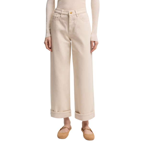 Jean MONCLER denim coton écru bas large revers