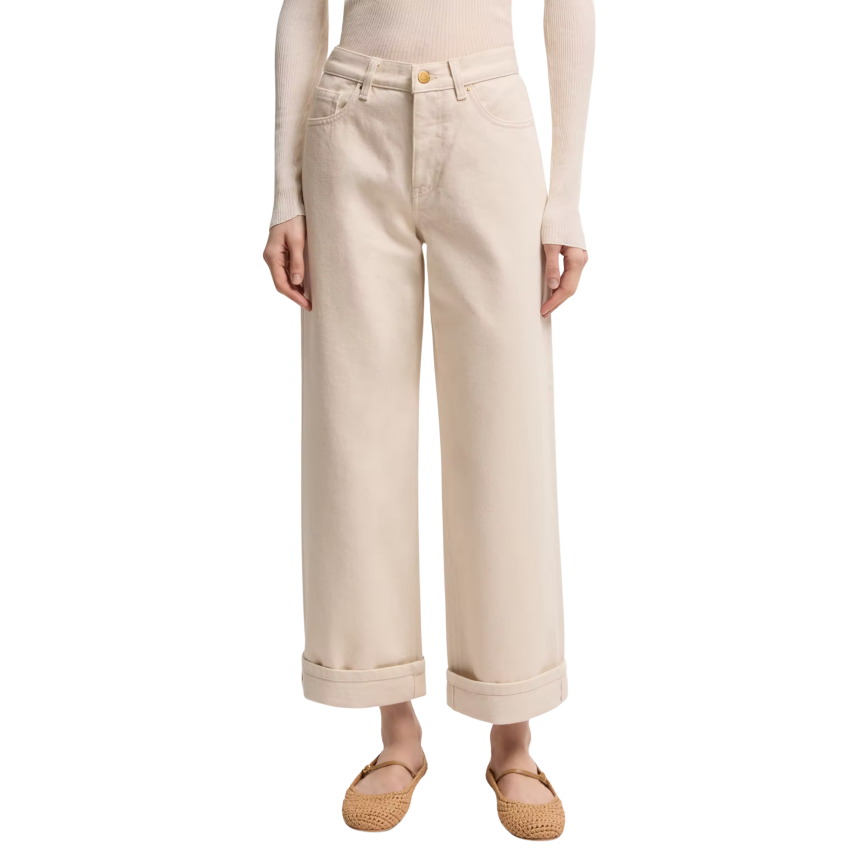 Jean MONCLER denim coton écru bas large revers