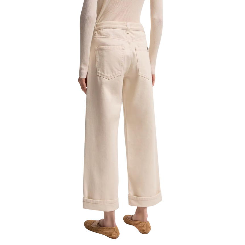 Jean MONCLER denim coton écru bas large revers