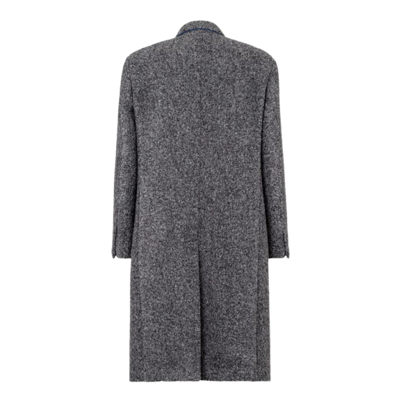 Manteau long croisé double boutonnage alpaga gris chiné