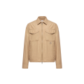 Surchemise veste zippée manche longue popeline coton beige poches logo acier