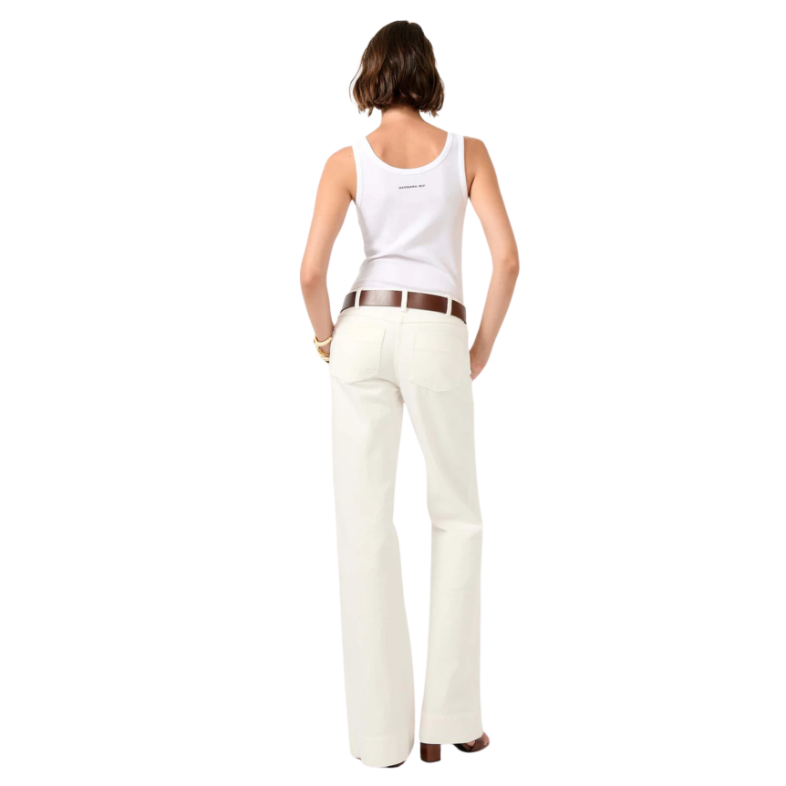 Jean flare BARBARA BUI denim coton blanc surpiqures ton sur ton