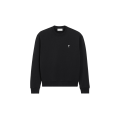 Pull col rond molleton coton noir cœur blanc