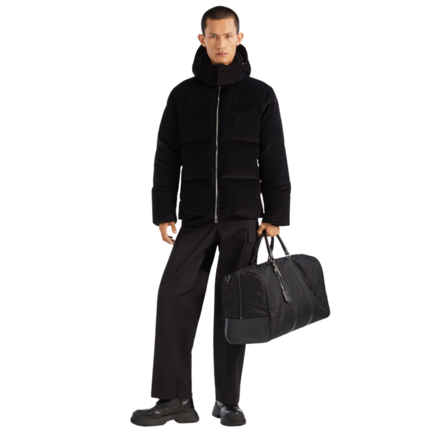 Sac de voyage FENDI grand modèle nylon FF cuir noir