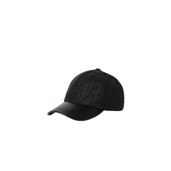 Casquette FENDI baseball nylon FF jacquard noir visière cuir