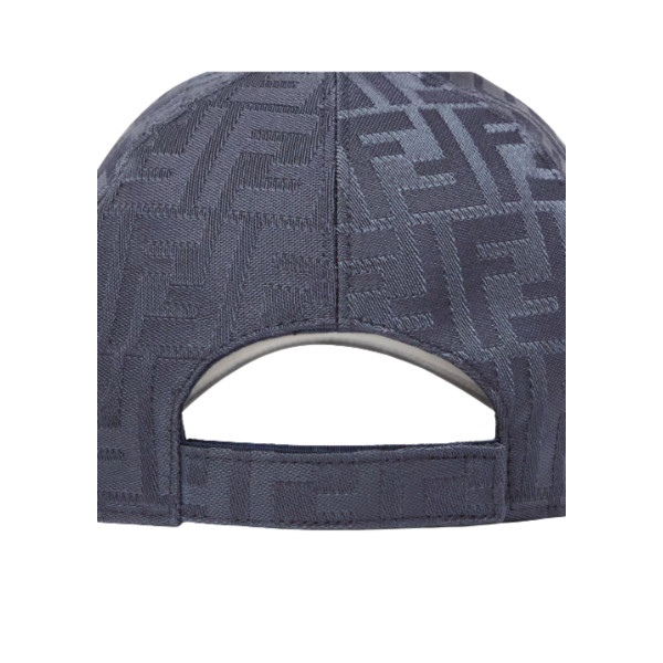 Casquette FENDI baseball nylon FF jacquard bleu marine visière cuir