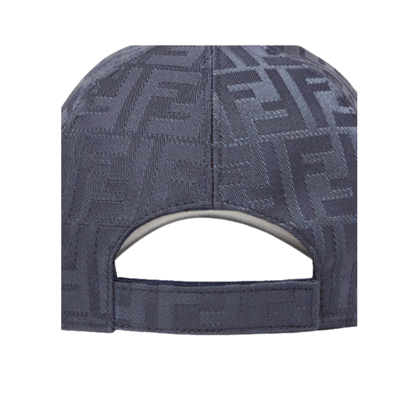 Casquette FENDI baseball nylon FF jacquard bleu marine visière cuir
