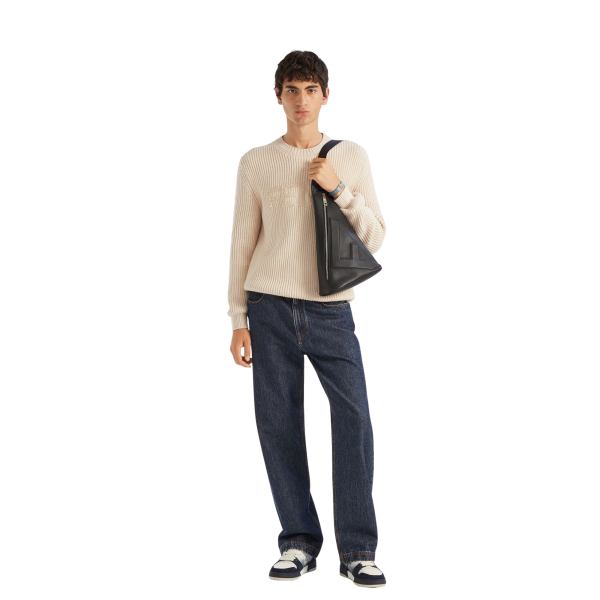 Pantalon jean FENDI droit denim coton bleu poche FF