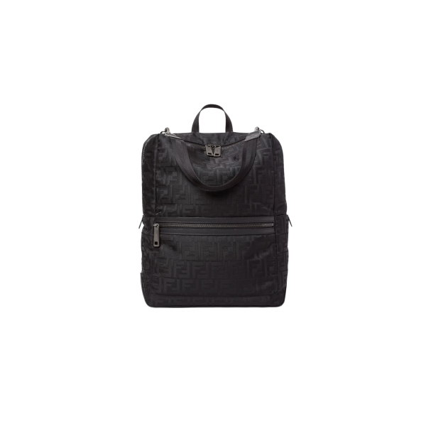 Sac à dos Fendi Lui jacquard nylon FF noir