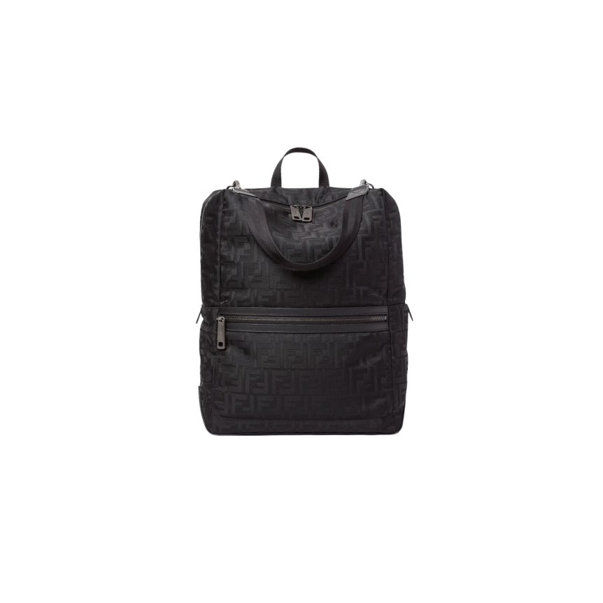 Sac à dos Fendi Lui jacquard nylon FF noir