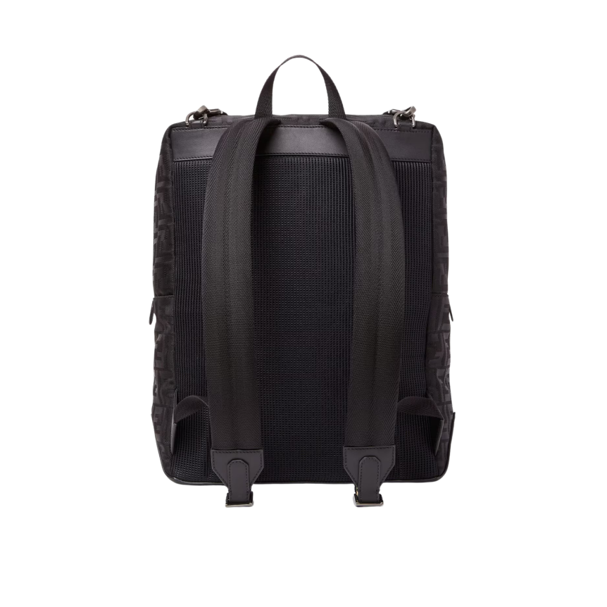 Sac à dos Fendi Lui jacquard nylon FF noir