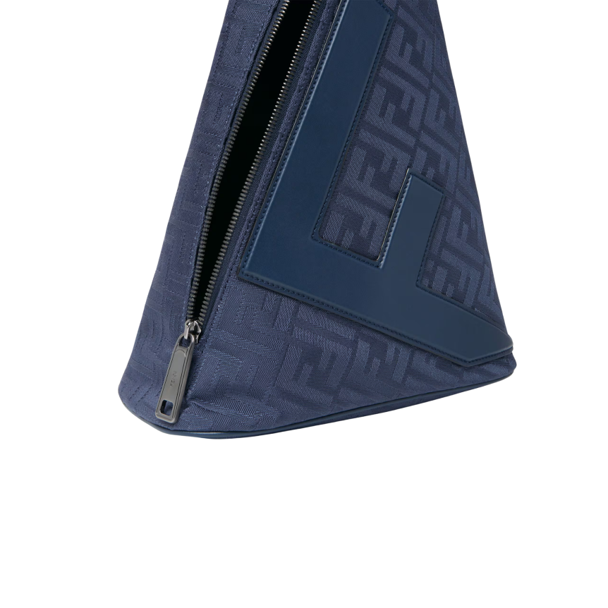 Sac à dos à Fendi Cono  Large bretelle simple Triangle nylon FF bleu foncé cuir bleu