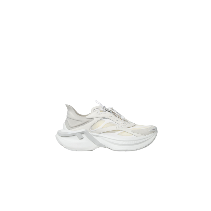 Basket Sneaker FENDI course F light cuir mesh blanc semelle épaisse logo FF relief