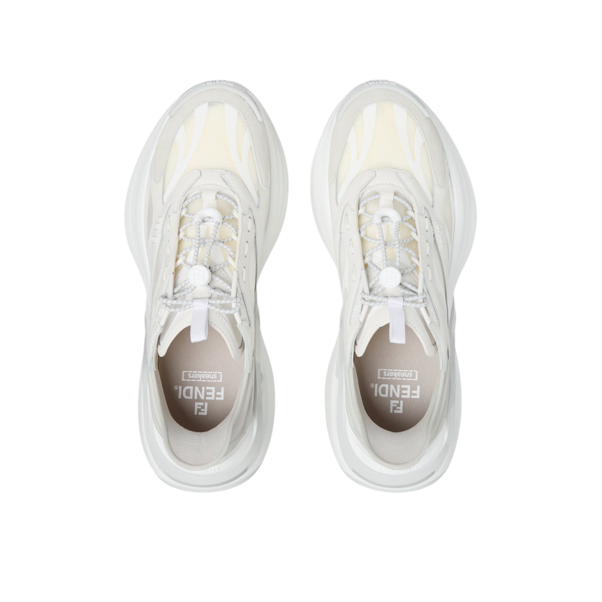 Basket Sneaker FENDI course F light cuir mesh blanc semelle épaisse logo FF relief