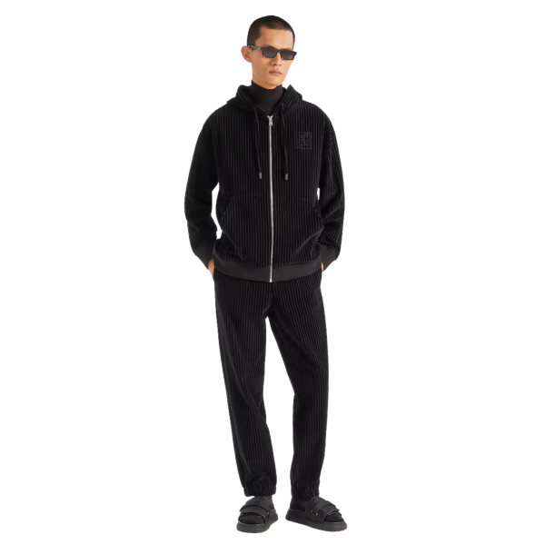 Sandales à bride large FENDI Chunky fermeture scratch nylon jacquard FF cuir noir