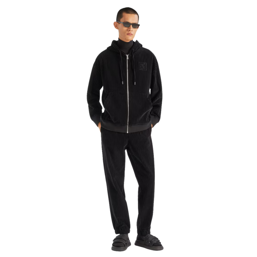 Sandales à bride large FENDI Chunky fermeture scratch nylon jacquard FF cuir noir